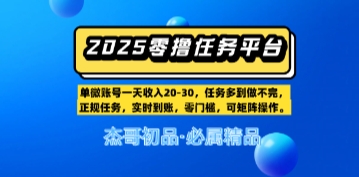 【零撸任务平台第二期】单账号一天收入20，任务多到做不完，实时到账，零门槛，可矩阵操作-赚钱网