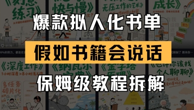 最新爆款拟人化书单玩法，假如书籍会说话，保姆级教程-赚钱网