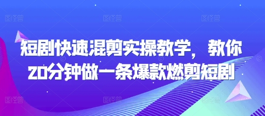 短剧快速混剪实操教学，教你20分钟做一条爆款燃剪短剧-赚钱网