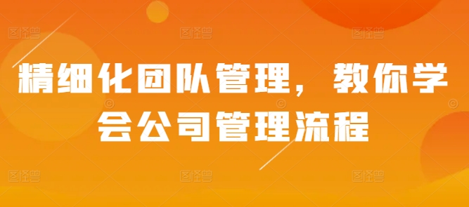 精细化团队管理，教你学会公司管理流程-赚钱网