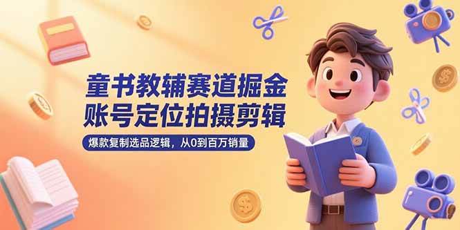 （15326期）童书教辅赛道掘金，账号定位拍摄剪辑，爆款复制选品逻辑，从0到百万销量-赚钱网