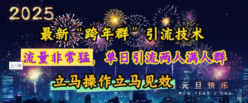 最新“跨年群”引流，流量非常猛，单日引流两人满人群，立马操作立马见效【揭秘】-赚钱网