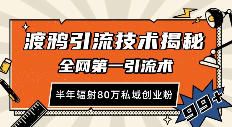 渡鸦引流技术，全网第一引流术，半年辐射80万私域创业粉 【揭秘】-赚钱网