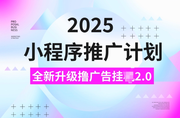 2025小程序推广计划，撸广告挂JI3.0玩法，日均5张【揭秘】-赚钱网