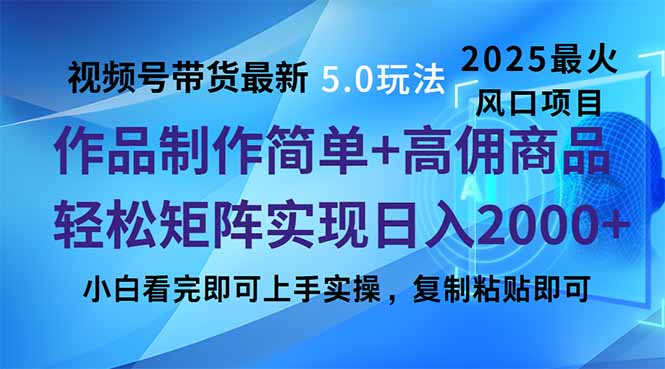 （14191期）视频号带货最新5.0玩法，作品制作简单，当天起号，复制粘贴，轻松矩阵…-赚钱网