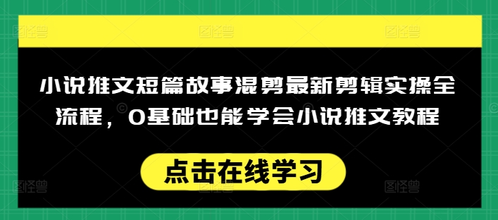 小说推文短篇故事混剪最新剪辑实操全流程，0基础也能学会小说推文教程，肯干多发日入多张-赚钱网