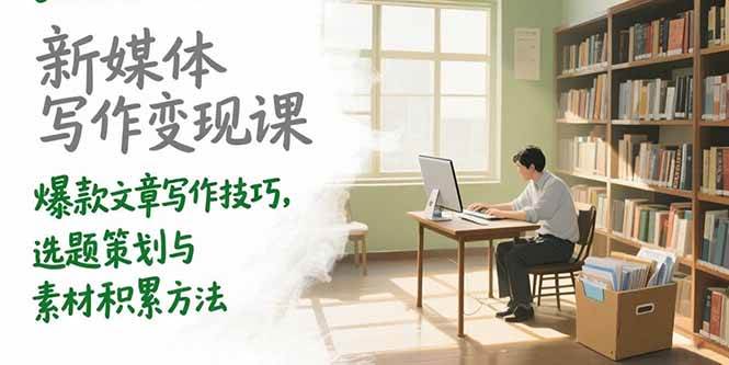 （15345期）新媒体写作变现课，爆款文章写作技巧，选题策划与素材积累方法-赚钱网