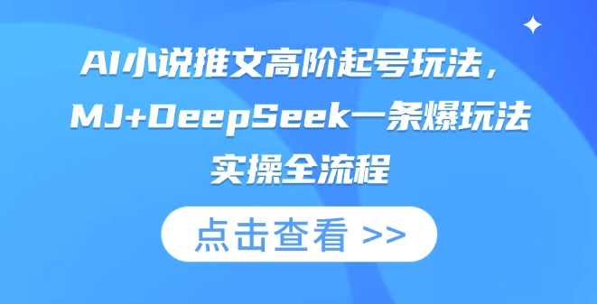 AI小说推文高阶起号玩法，MJ+DeepSeek一条爆玩法实操全流程-赚钱网