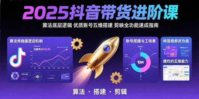 （15571期）2025抖音带货进阶课：算法底层逻辑,优质账号五维搭建,剪映全功能速成指南-赚钱网