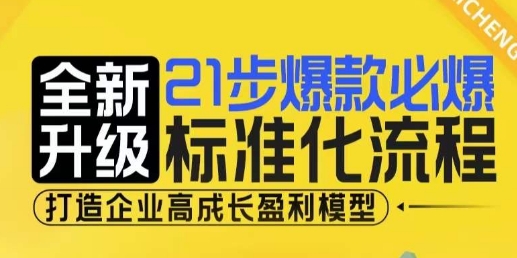 21步爆款必爆标准化流程，全新升级，打造企业高成长盈利模型-赚钱网