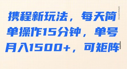 携程新玩法，每天简单操作15分钟，单号月入1500+，可矩阵-赚钱网