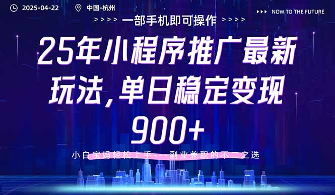 （14494期）25年小程序推广最新玩法，单日稳定变现900+，小白轻松上手-赚钱网