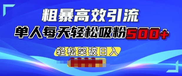 粗暴高效引流，单人每天轻松吸粉500+，轻松突破日入多张-赚钱网