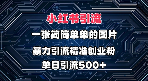 小红书图片打法，利用一张简简单单的图片，暴力引流精准创业粉，单日引流500+-赚钱网