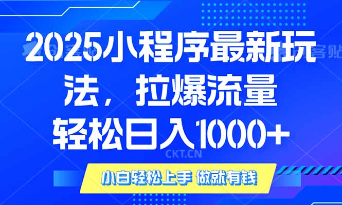 （14028期）2025年小程序最新玩法，流量直接拉爆，单日稳定变现1000+-赚钱网