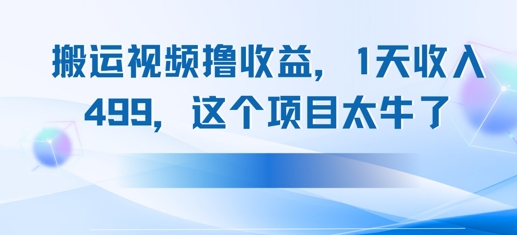 搬运抖音中视频撸收益，1天收入多张，这个项目太牛了-赚钱网