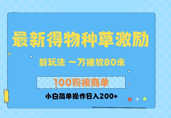 最新得物创作者收益玩法，一万播放100+，后续接广告变现，小白简单操作日入200+-赚钱网