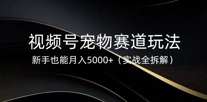 视频号宠物赛道玩法，新手也能月入5k(实战全拆解)-赚钱网