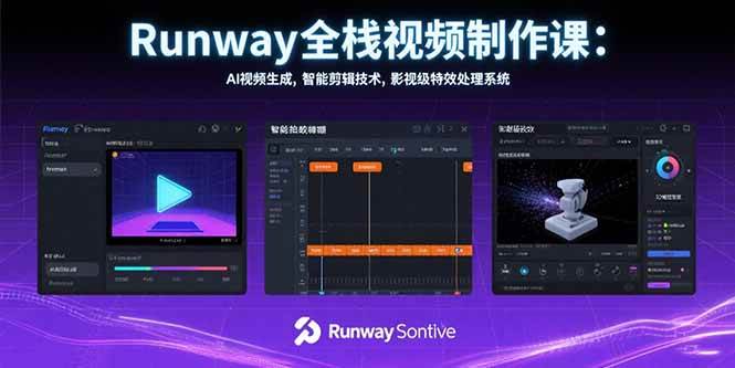 （15515期）Runway全栈视频制作课：AI视频生成，智能剪辑技术，影视级特效处理系统-赚钱网
