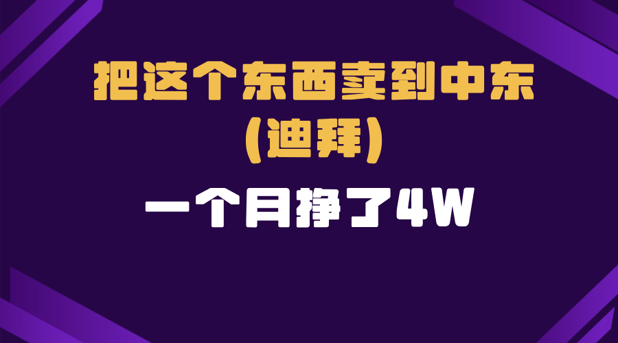（13740期）跨境电商一个人在家把货卖到迪拜，暴力项目拆解-赚钱网