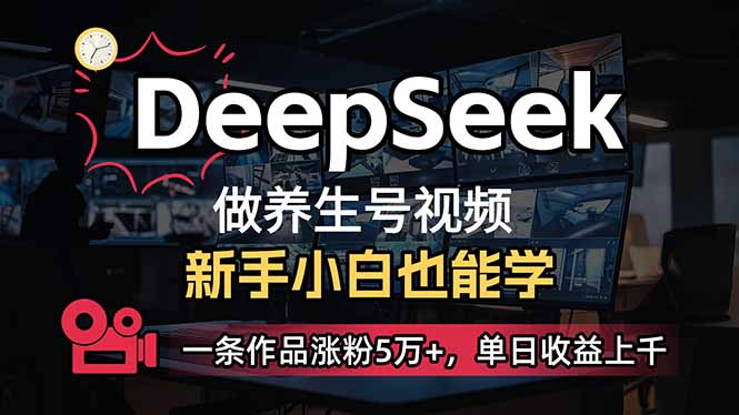 （14270期）小白用DeepSeek做养生号，一条作品涨粉5万+，单日收益上千-赚钱网