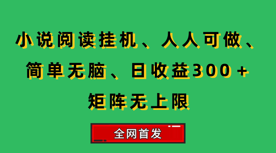 （15413期）小说挂机阅读，人人可做，简单无脑，一天收益300＋矩阵无限上-赚钱网