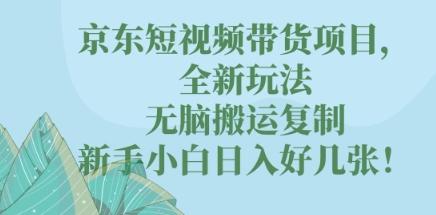京东短视频带货项目，全新玩法，无脑搬运复制，新手小白日入好几张!-赚钱网