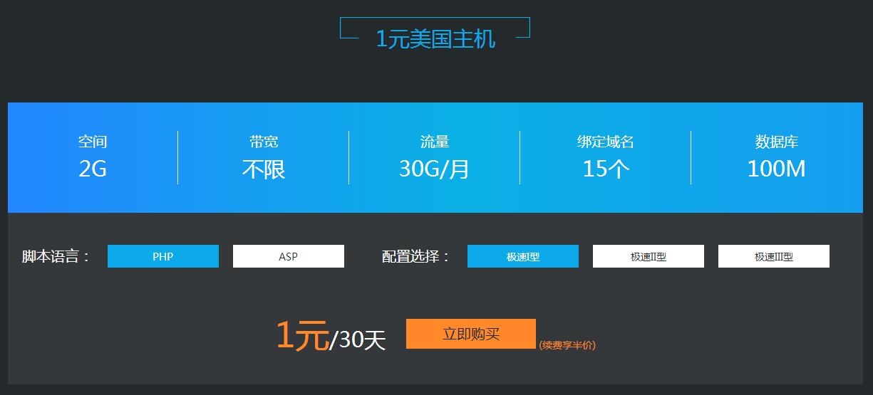 景安1元买30天美国主机免备案-赚钱网