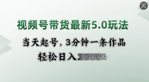 视频号带货最新5.0玩法，当天起号，3分钟一条作品，轻松日入多张-赚钱网