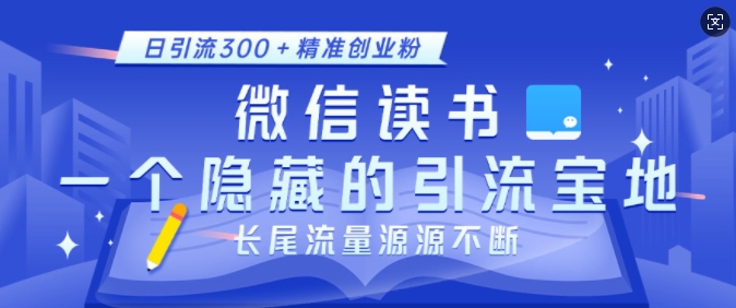 微信读书，一个隐藏的引流宝地，不为人知的小众打法，日引流300+精准创业粉，长尾流量源源不断-赚钱网