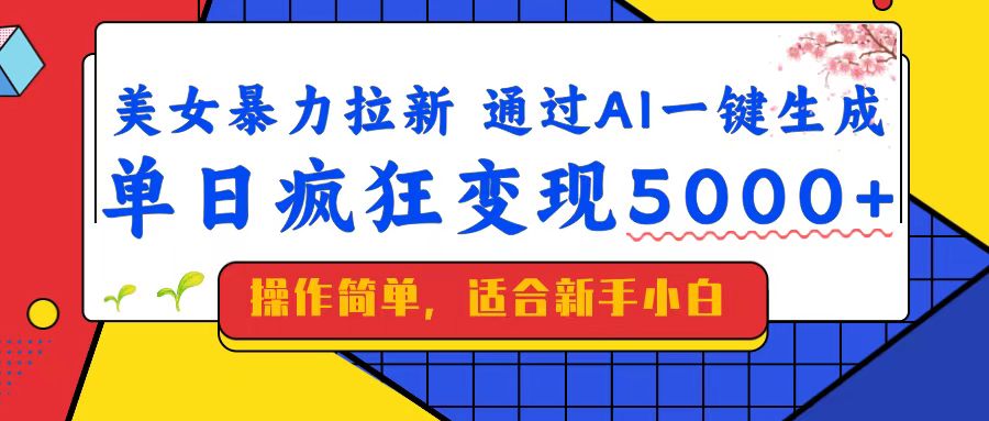 （14347期）美女暴力拉新，通过AI一键生成，单日疯狂变现5000+，纯小白一学就会！-赚钱网