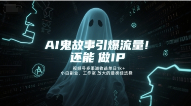 AI鬼故事引爆流量，还能做IP，视频号多渠道收益单日1k+，小白副业、工作室放大的最佳选择-赚钱网