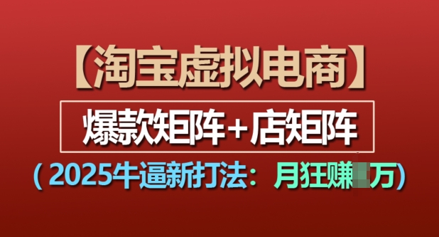 淘宝虚拟电商，2025牛逼新打法：爆款矩阵+店矩阵，月入过万-赚钱网