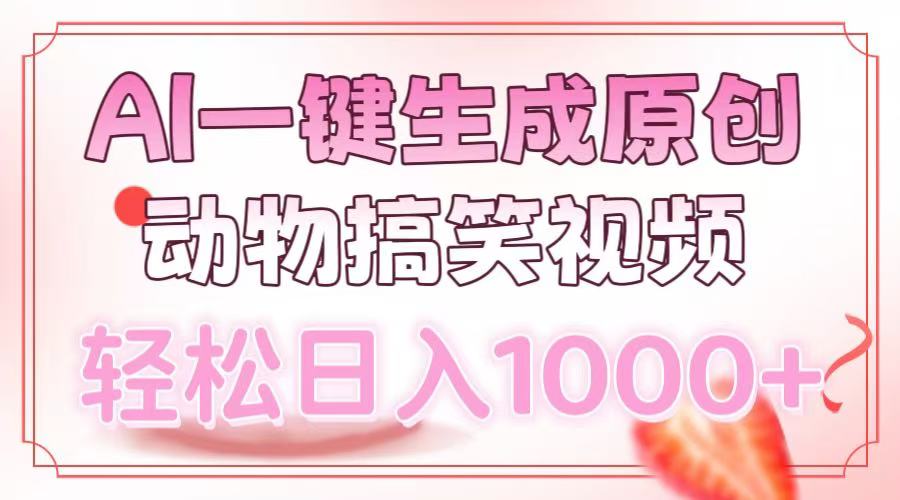 （13884期）AI一键生成原创动物搞笑视频，轻松日入1000+-赚钱网