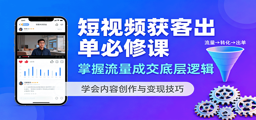 短视频获客出单必修课：掌握流量成交底层逻辑，学会内容创作与变现技巧-赚钱网