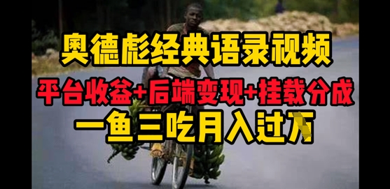奥德彪经典语录做好一条视频分发全平台，平台收益+后端变现+挂载程序，一鱼三吃多重变现-赚钱网