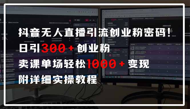 （14564期）抖音无人直播引流密码！日引300+创业粉 单场轻松1000+变现 附详细实操教程-赚钱网