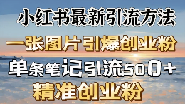 小红书最新引流方法，一张图片引爆创业粉-赚钱网