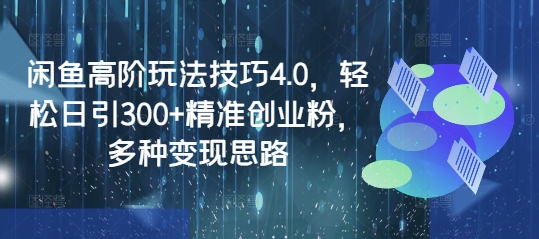 闲鱼高阶玩法技巧4.0，轻松日引300+精准创业粉，多种变现思路-赚钱网