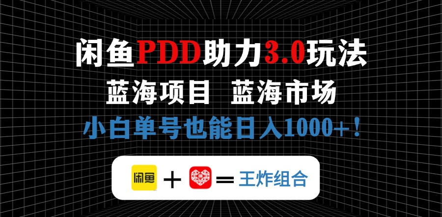 （14516期）闲鱼卖拼多多助力项目，蓝海市场新手也能单号日入1000+-赚钱网
