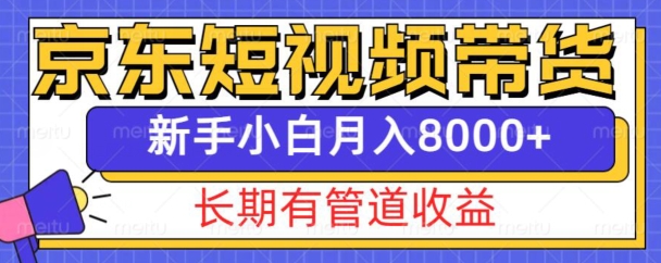 京东短视频带货新玩法，长期管道收益，新手也能月入8000+-赚钱网