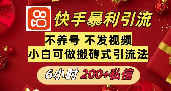 利用快手平台6小时不到200+私信，不发视频不养号-赚钱网
