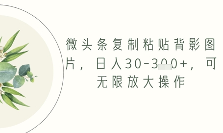 微头条复制粘贴背影图片，日入30-3张+，可无限放大操作-赚钱网