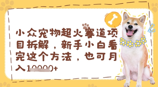 小众宠物超火赛道项目拆解，新手小白看完这个方法，也可月入过w-赚钱网