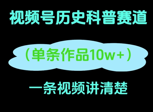 视频号历史科普赛道，一条作品10W+，AI一键生成-赚钱网