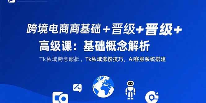 （15496期）跨境电商基础+晋级+高级课：基础概念解析,Tk私域涨粉技巧,AI客服系统搭建-赚钱网