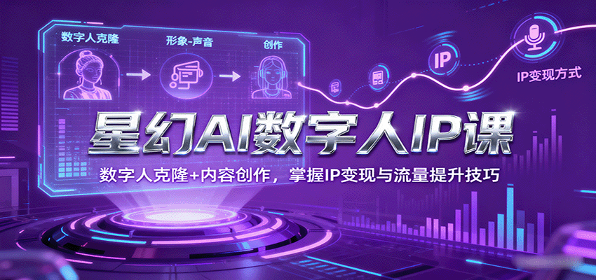 星幻AI数字人IP课，数字人克隆+内容创作，掌握IP变现与流量提升技巧-赚钱网