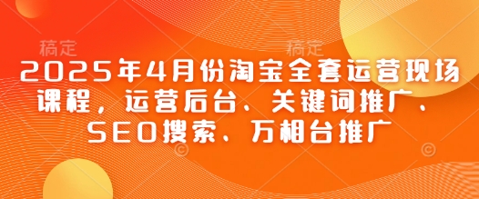 2025年4月份淘宝全套运营现场课程，运营后台、关键词推广、SEO搜索、万相台推广-赚钱网
