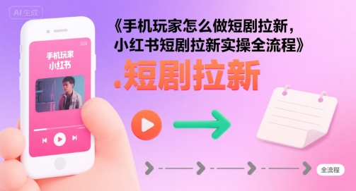 手机玩家怎么做短剧拉新，小红书短剧拉新实操全流程-赚钱网
