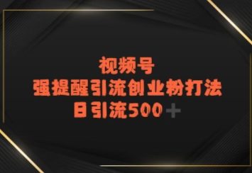 视频号强提醒引流，日引流500+精准创业粉？-赚钱网